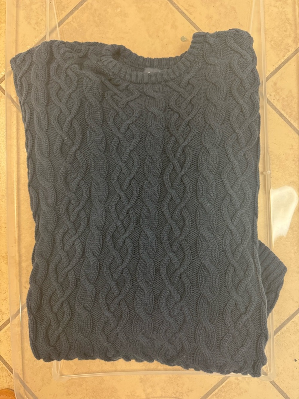 nuuds Navy Cable-Knit Crewneck Sweater